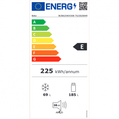 BEKO BCNA254E43SN Šaldytuvas įmontuojamas 2