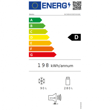 BEKO BCNE400E50SHN Šaldytuvas įmontuojamas 2