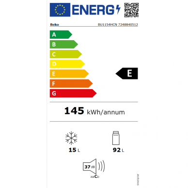 BEKO BU1154N Šaldytuvas įmontuojamas 2