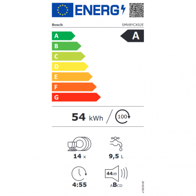 BOSCH SMV8YCX02E Indaplovė įmontuojama 60 cm pločio 4