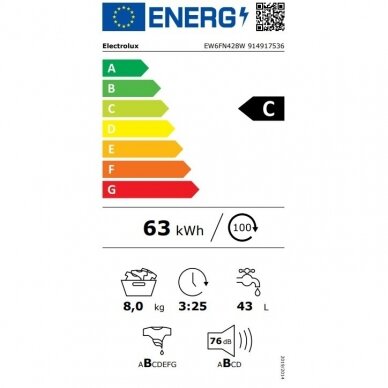 Electrolux EW6FN428W Skalbimo mašina įkraunama iš priekio 2