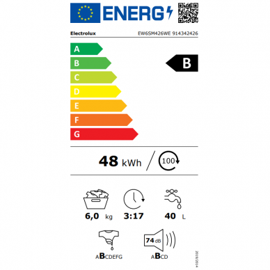 Electrolux EW6SM426WE Skalbimo mašina įkraunama iš priekio 2