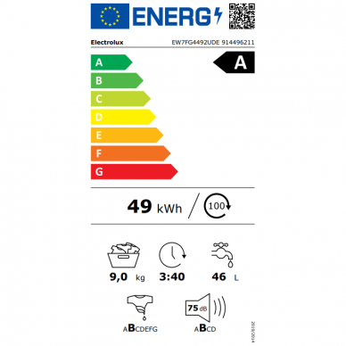 Electrolux EW7FG4492UDE Skalbimo mašina įkraunama iš priekio 2