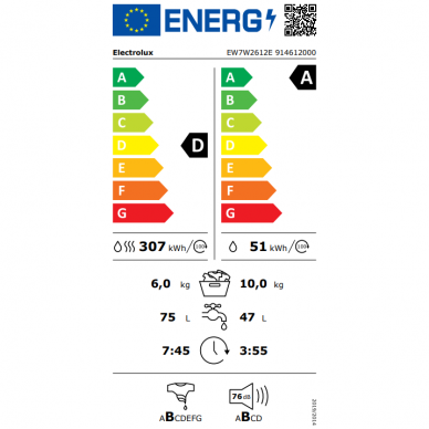 Electrolux EW7W2612E Skalbimo mašina su džiovinimu 2