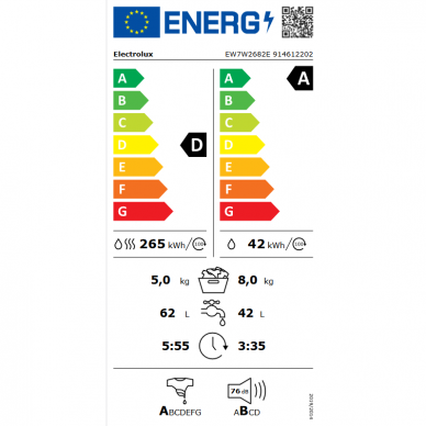 Electrolux EW7W2682E Skalbimo mašina su džiovinimu 2