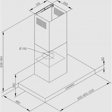 ESISTYLE FUSION WALL 90 INOX Gartraukis kabinamas ant sienos 90 cm pločio 2