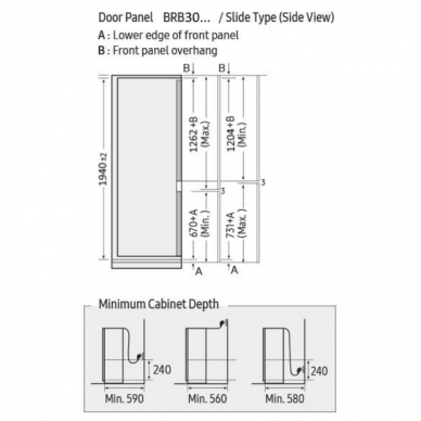 SAMSUNG BRB30703EWW/EF Šaldytuvas įmontuojamas 3